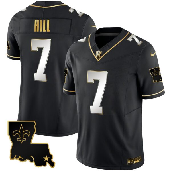 Saints 1987 Legacy Gold Vapor Jersey – All Stitched – Black Limited – Taysom Hill Jersey