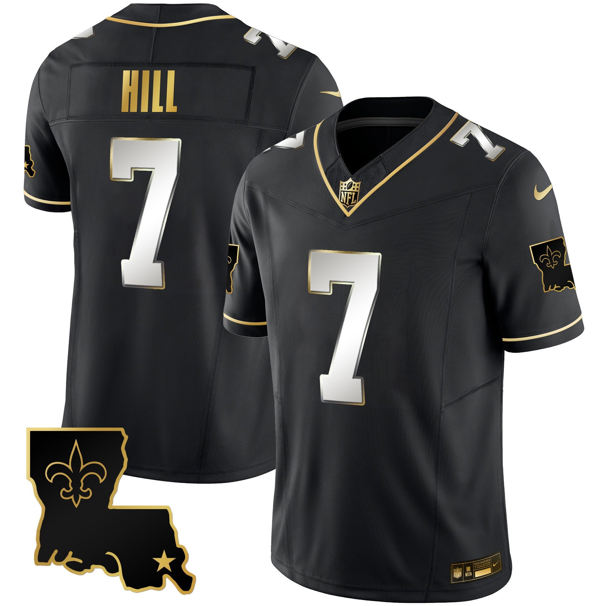 Saints 1987 Legacy Gold Vapor Jersey – All Stitched – Black Limited – Taysom Hill Jersey