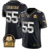 Eagles Jerome Brown Retired Patch Gold & Kelly Jersey – All Stitched – Black Limited – Brandon Graham Jersey