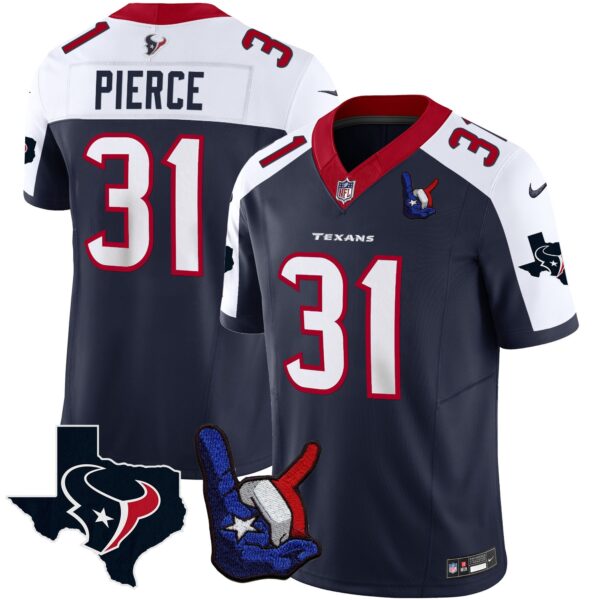 Houston Texans Hand Sign Throwing Up The H Vapor Jersey – All Stitched – Alternate – Dameon Pierce Jersey