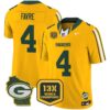 Packers 13 Time World Champions & Home Patch Vapor Limited Jersey – All Stitched – Gold – Brett Favre Jersey