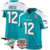 Dolphins 50th Perfect Season & Florida Patch Vapor Jersey – All Stitched – Aqua Alternate – Bob Griese Jersey