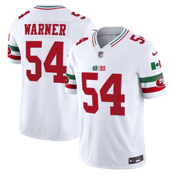 49ers Mexico Vapor Jersey V2 – All Stitched – White – Fred Warner Jersey