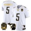 Detroit Lions 90th Year & Michigan Patch Gold Vapor Jersey – All Stitched – White Gold – David Montgomery Jersey