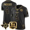 Cowboys 5x Super Bowl Champions Vapor Limited Jersey – All Stitched – Black Gold – Dak Prescott Jersey