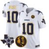 Cowboys Texas & John Madden Patch Gold Trim Vapor Jersey – All Stitched – White – Cooper Rush Jersey