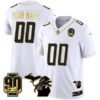 Detroit Lions 90th Year & Michigan Patch Gold Vapor Custom Jersey – All Stitched – White Gold Jersey