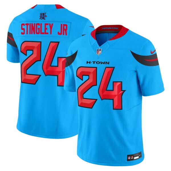 Houston Texans 2024 Vapor Limited Jersey V3 – All Stitched – Blue – Derek Stingley Jr. Jersey