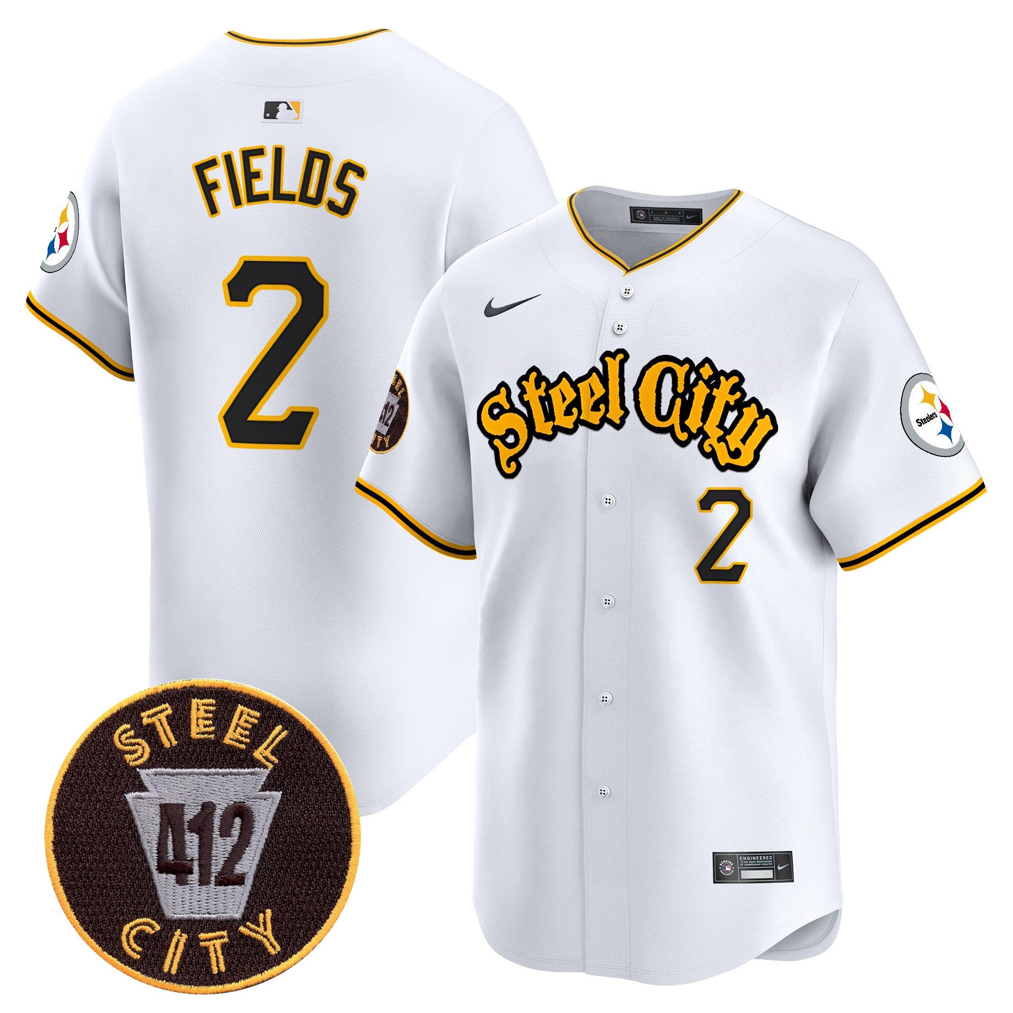 Steelers 412 Patch Vapor Premier Limited Jersey – All Stitched – White – Justin Fields Jersey