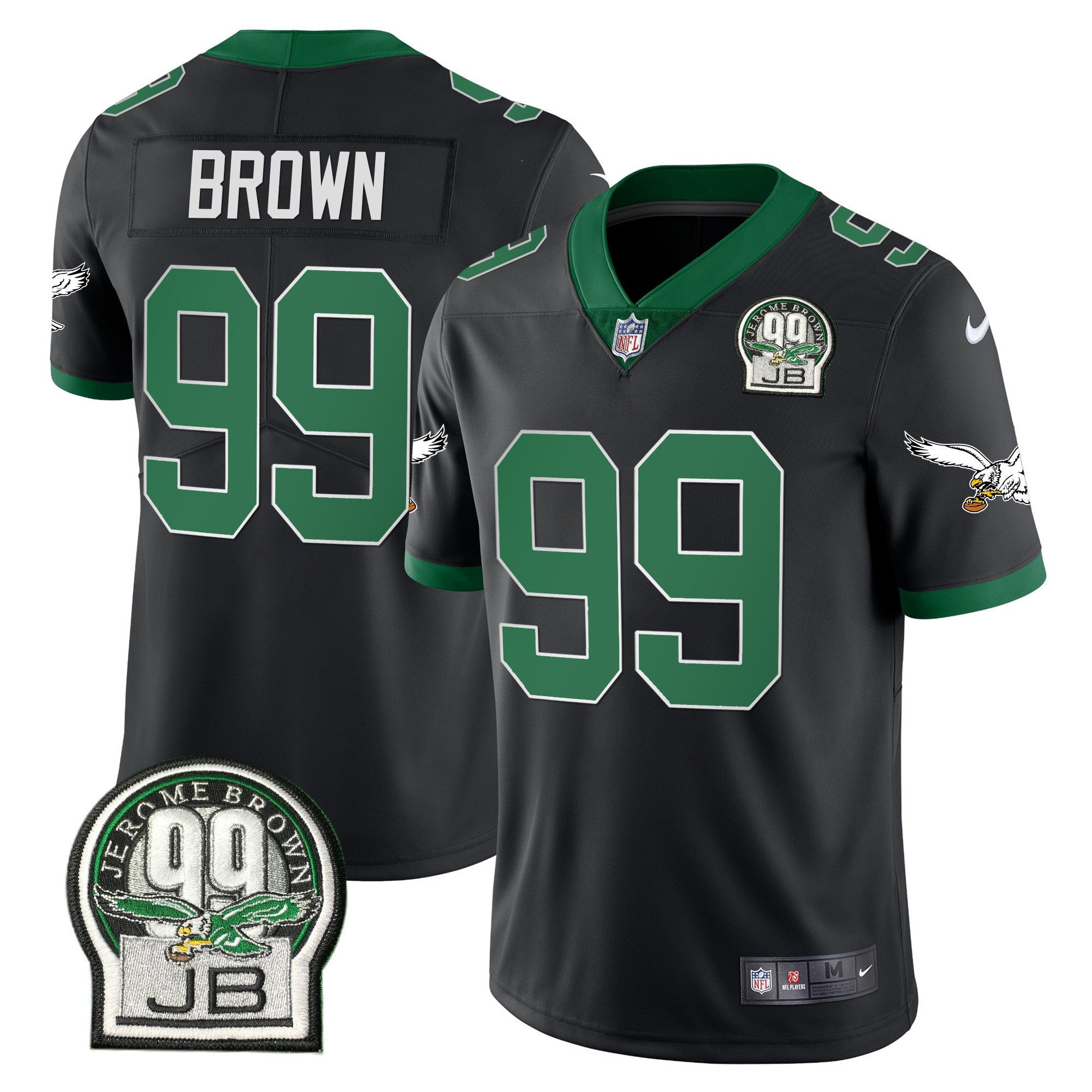Eagles Jerome Brown Retired Patch Gold & Kelly Jersey – All Stitched – Kelly Black – Jerome Brown Jersey