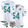 Dolphins 50th Perfect Season & Florida Patch Vapor Jersey – All Stitched – White – Zach Thomas Jersey