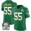 Eagles Jerome Brown Patch Kelly Green Gold Trim Jersey – All Stitched – Kelly Green – Brandon Graham Jersey