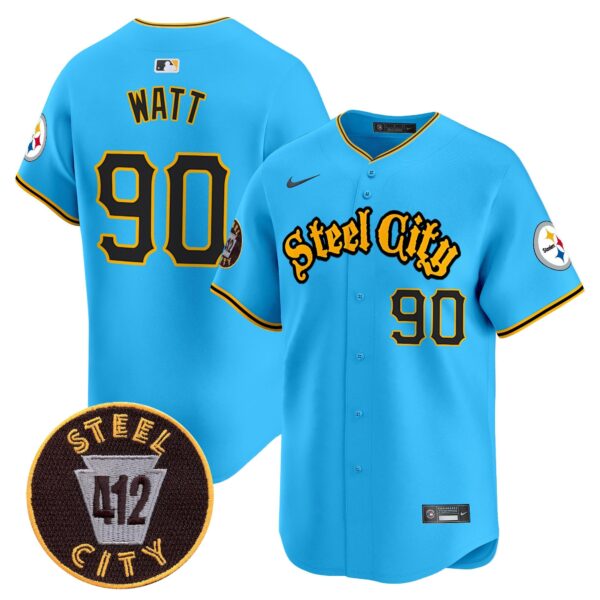 Steelers 412 Patch Vapor Premier Limited Jersey – All Stitched – Light Blue – T.J.Watt Jersey