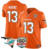 Dolphins 50th Perfect Season & Florida Patch Vapor Jersey – All Stitched – Orange – Dan Marino Jersey