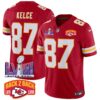 Chiefs Super Bowl LVIII & Back 2 Back Patch Vapor Jersey – All Stitched – Red – Travis Kelce Jersey