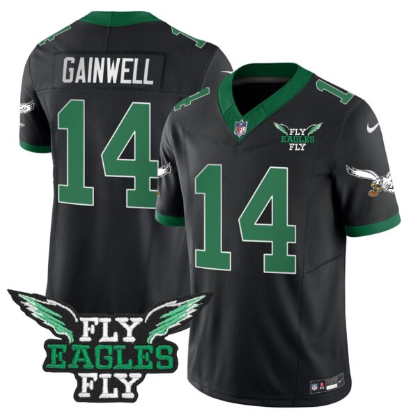 Fly Eagles Fly Patch Throwback Kelly Green Vapor Jersey – All Stitched – Black – Kenneth Gainwell Jersey
