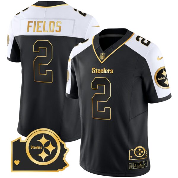 Steelers Home Patch Gold Vapor Jersey – All Stitched – Alternate – Justin Fields Jersey