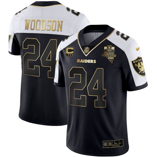 Raiders Inaugural Season Patch Gold & Split – All Stitched – Alternate – Charles Woodson Jersey
