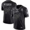 Raiders Inaugural Season Patch Gold & Split – All Stitched – Black Silver – Charles Woodson Jersey