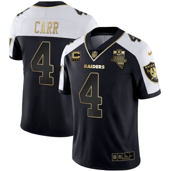 Raiders Inaugural Season Patch Gold & Split – All Stitched – Alternate – Derek Carr Jersey