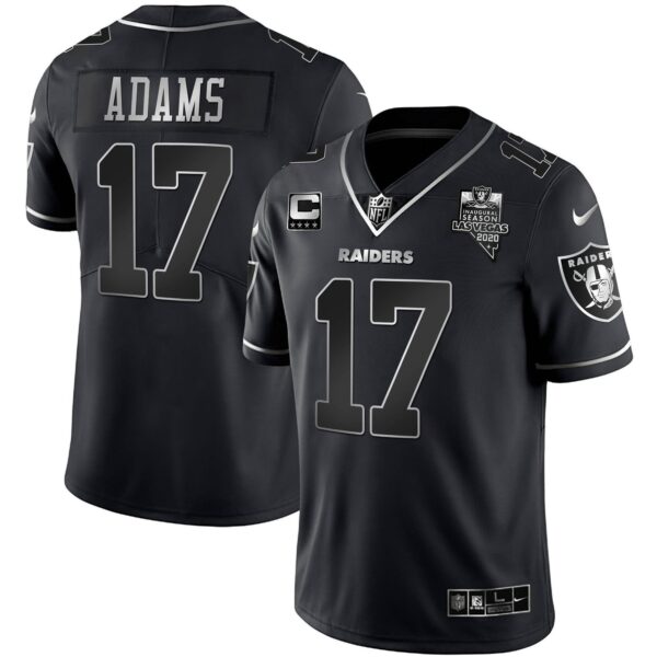 Raiders Inaugural Season Patch Gold & Split – All Stitched – Black Silver – Davante Adams Jersey