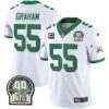 Eagles Jerome Brown Retired Patch Gold & Kelly Jersey – All Stitched – Kelly White – Brandon Graham Jersey