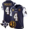 Cowboys Texas & John Madden Patch Gold Trim Vapor Jersey – All Stitched – Navy – Dak Prescott Jersey