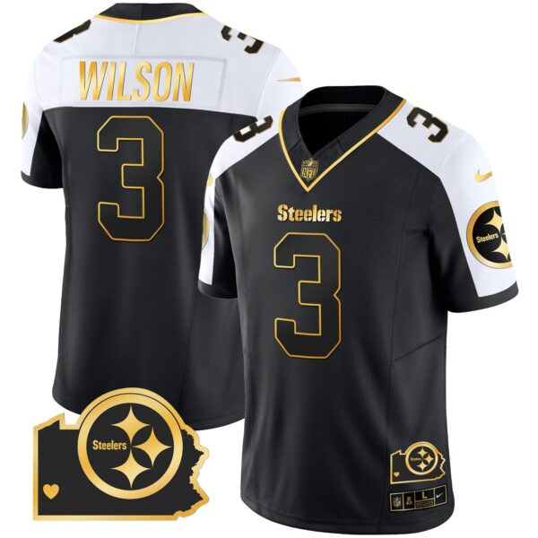 Steelers Home Patch Gold Vapor Jersey – All Stitched – Alternate – Russell Wilson Jersey