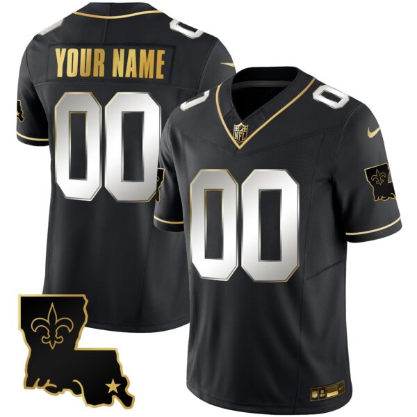 Saints 1987 Legacy Gold Vapor Custom Jersey – All Stitched – Black Limited Jersey