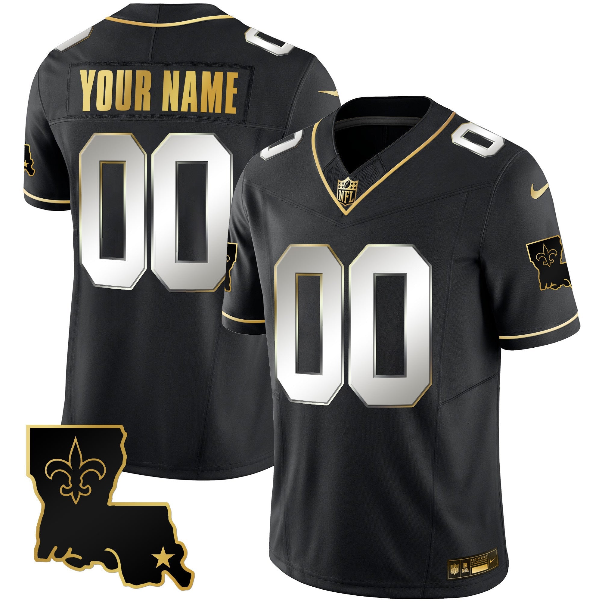 Saints 1987 Legacy Gold Vapor Custom Jersey – All Stitched – Black Limited Jersey