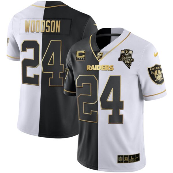 Raiders Inaugural Season Patch Gold & Split – All Stitched – Split Gold – Charles Woodson Jersey