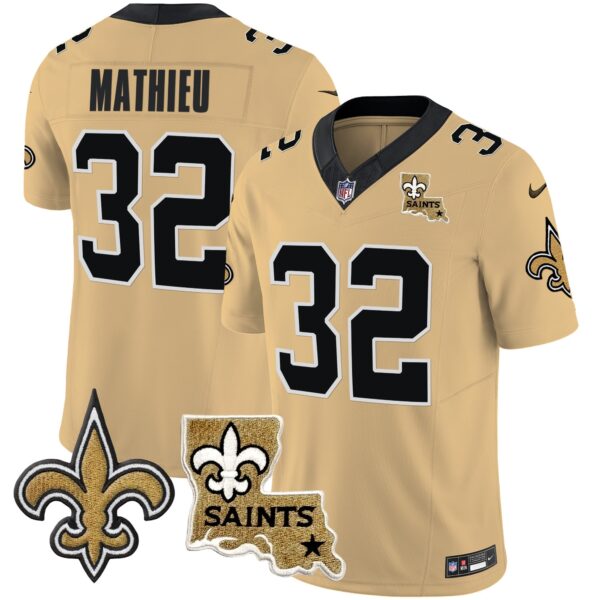 Saints Vapor Limited Jersey – New Orleans Patch – All Stitched – Gold – Tyrann Mathieu Jersey