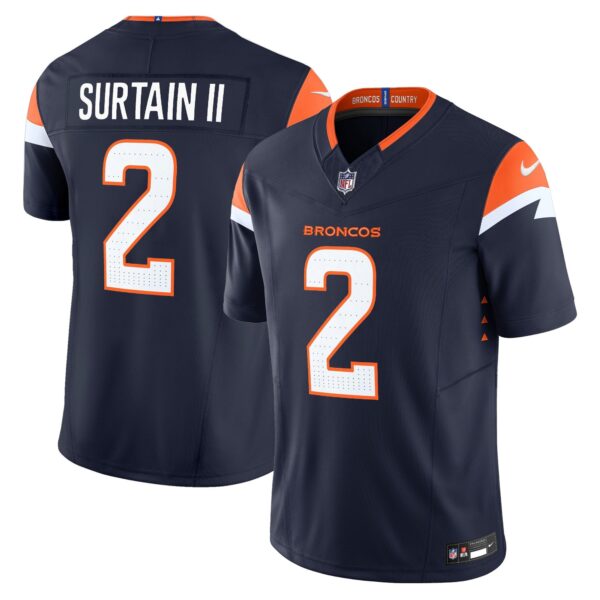 Denver Broncos 2024 Vapor Limited Jersey – All Stitched – Navy – Patrick Surtain II Jersey