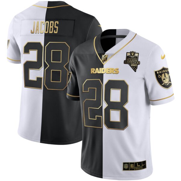 Raiders Inaugural Season Patch Gold & Split – All Stitched – Split Gold – Josh Jacobs Jersey