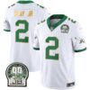 Eagles Jerome Brown Patch Kelly Green Gold Trim Jersey – All Stitched – Kelly White – Darius Slay Jr. Jersey