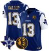 Cowboys Texas & John Madden Patch Gold Trim Vapor Jersey – All Stitched – Royal – Michael Gallup Jersey