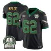 Eagles Jerome Brown Patch Kelly Green Gold Trim Jersey – All Stitched – Black – Jason Kelce Jersey