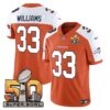 Denver Broncos Super Bowl 50 Patch Vapor Jersey – All Stitched – Orange Alternate – Javonte Williams Jersey