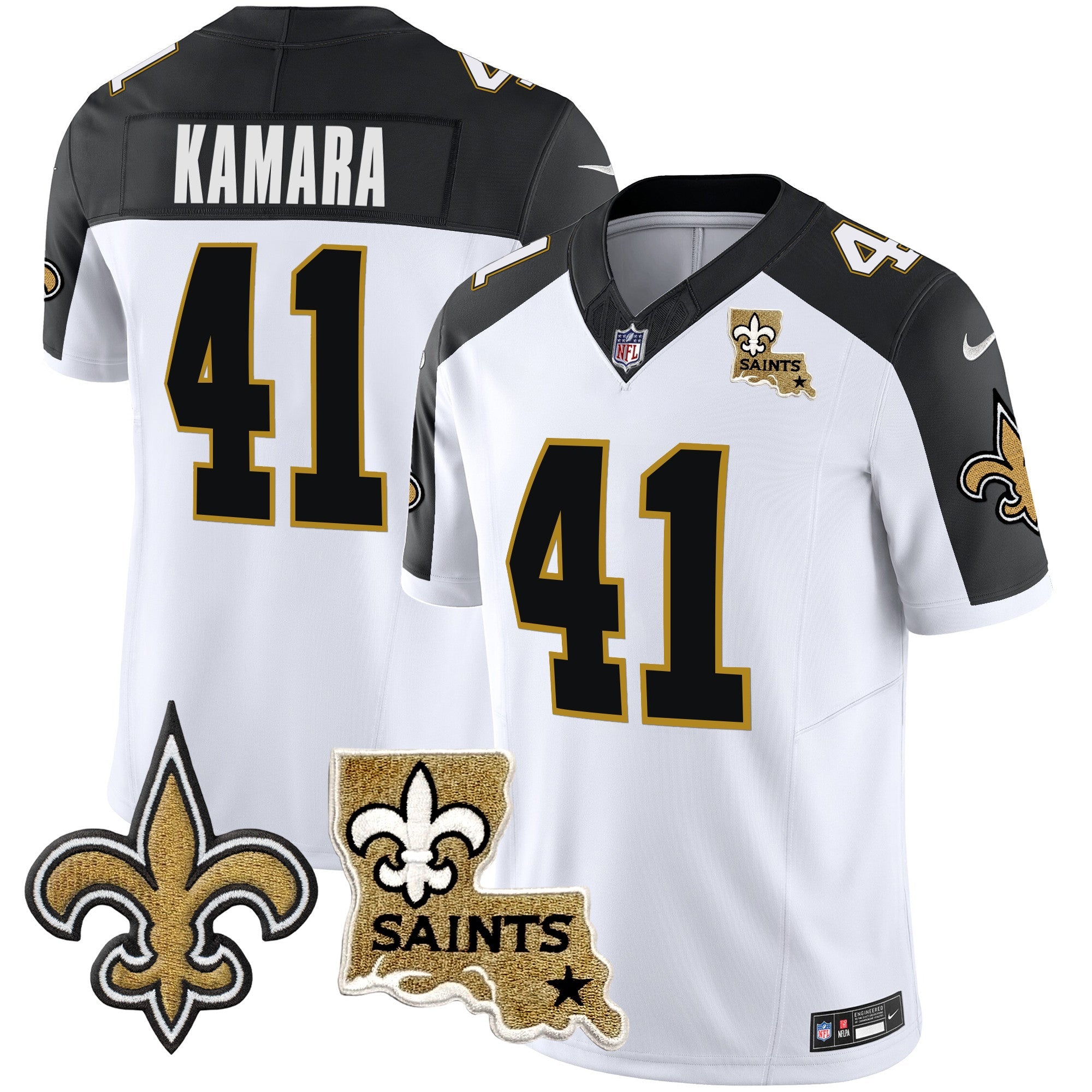Saints Vapor Limited Jersey – New Orleans Patch – All Stitched – Inverted – Alvin Kamara Jersey