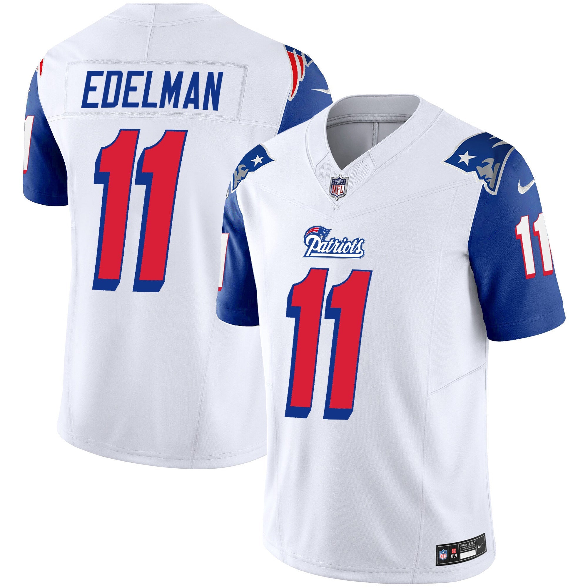 Patriots 1996 Throwback Limited Vapor Jersey – All Stitched – Royal Sleeves – Julian Edelman Jersey
