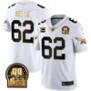 Eagles Jerome Brown Retired Patch Gold & Kelly Jersey – All Stitched – White Gold – Jason Kelce Jersey
