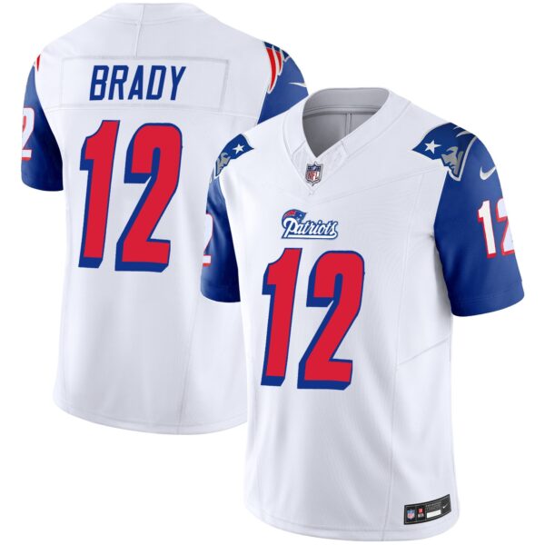 Patriots 1996 Throwback Limited Vapor Jersey – All Stitched – Royal Sleeves – Tom Brady Jersey