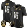 Detroit Lions 90th Year & Michigan Patch Gold Vapor Jersey – All Stitched – Black Limited – Jared Goff Jersey