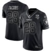 Raiders Inaugural Season Patch Gold & Split – All Stitched – Black Silver – Josh Jacobs Jersey