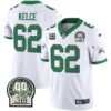 Eagles Jerome Brown Retired Patch Gold & Kelly Jersey – All Stitched – Kelly White – Jason Kelce Jersey