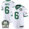 Eagles Jerome Brown Retired Patch Gold & Kelly Jersey – All Stitched – Kelly White – DeVonta Smith Jersey