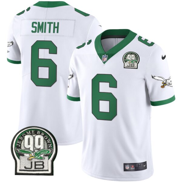 Eagles Jerome Brown Retired Patch Gold & Kelly Jersey – All Stitched – Kelly White – DeVonta Smith Jersey