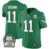 Eagles Jerome Brown Retired Patch Gold & Kelly Jersey – All Stitched – Kelly Green – A.J. Brown Jersey