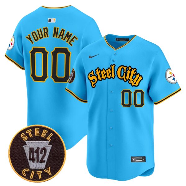 Steelers 412 Patch Vapor Premier Limited Custom Jersey – All Stitched – Light Blue Jersey