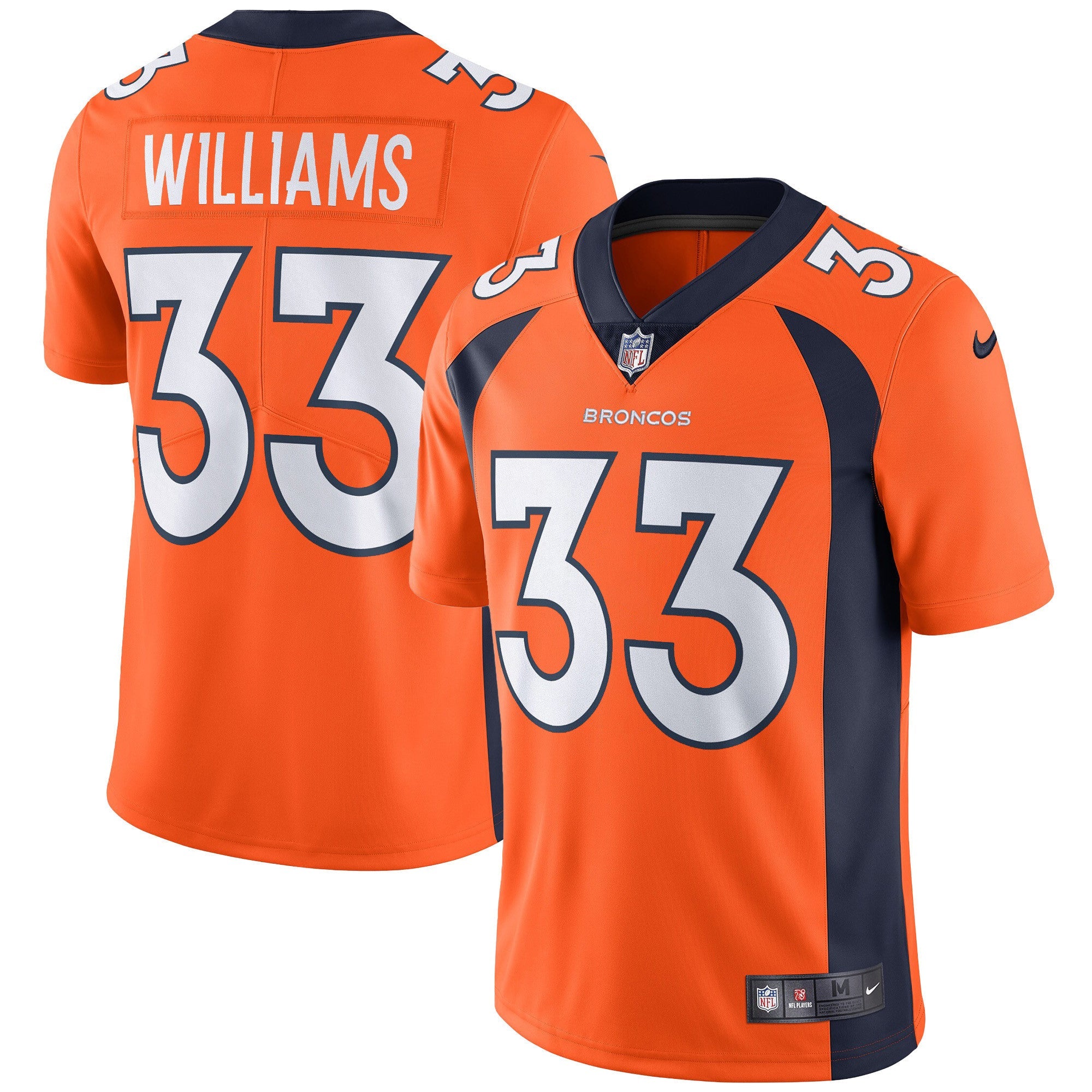 Denver Broncos Vapor Jersey – All Stitched – Orange – Javonte Williams Jersey